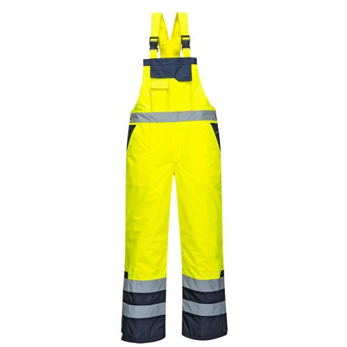 PORTWEST HI-VIS NOHAVICE S489 / Zateplené reflexné nohavice s trakmi