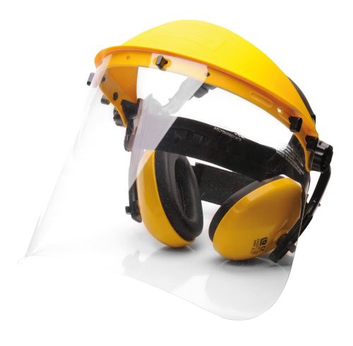 PORTWEST PW90 / Balíček OPP, hľadí s čelenkou s ochranou čela a chráničmi sluchu - žltá Univerzálna